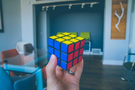 Rubik's cube in a workroom